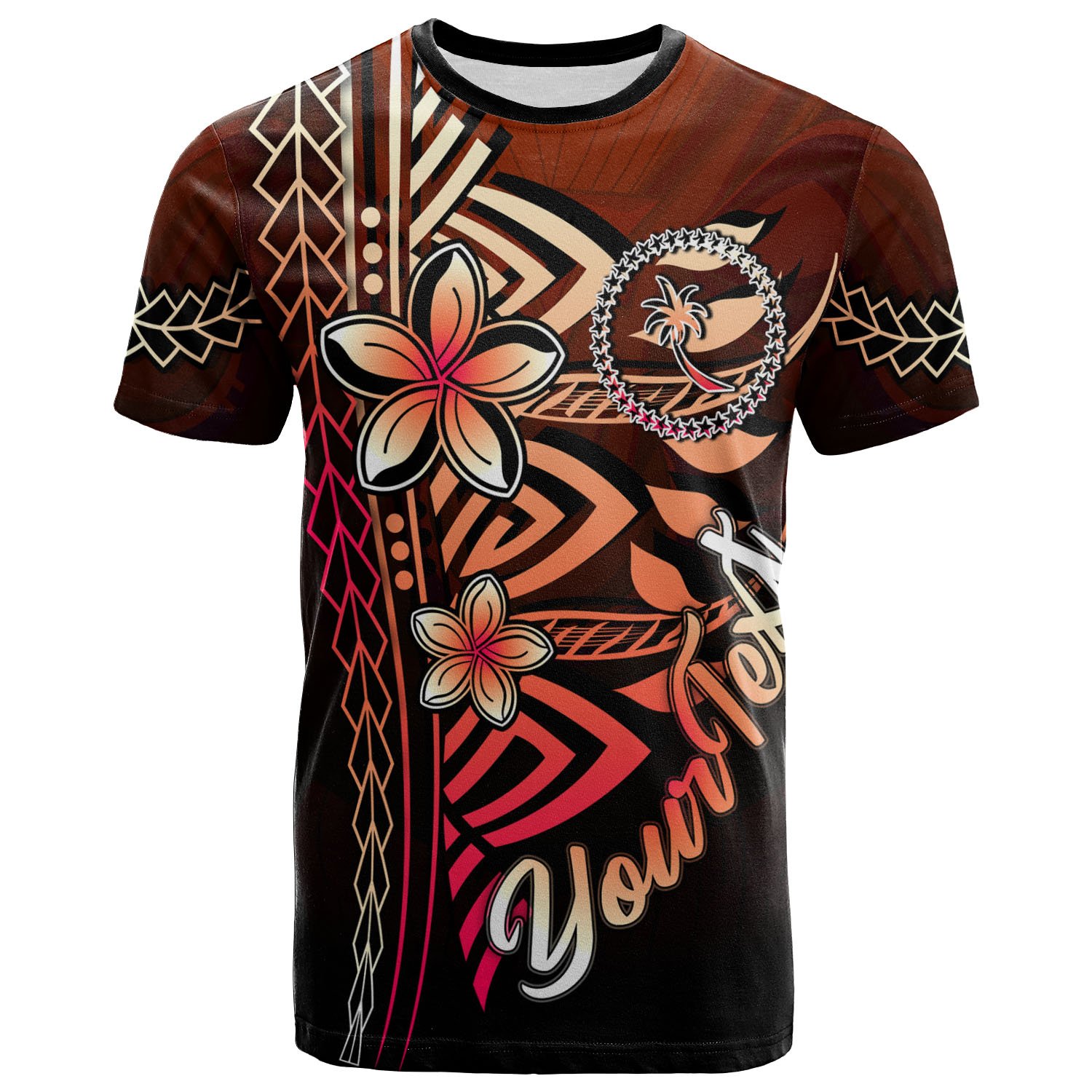 Chuuk Custom Personalised T-Shirt Red – Vintage Tribal Mountain – BN11