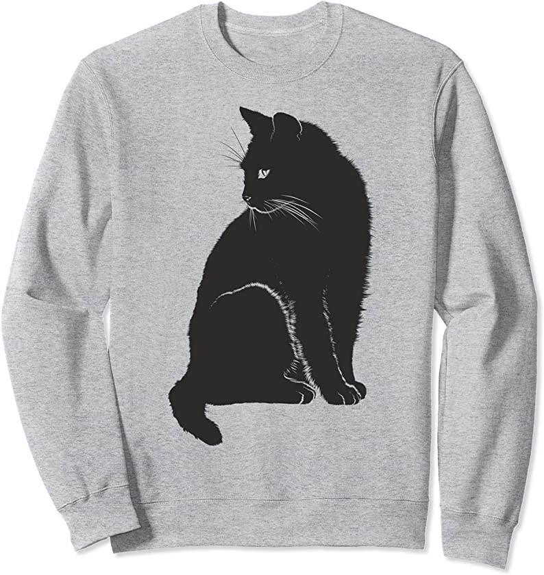 Minimalist Cute Black Cat Owner Feline Art Kitten Lover Sweatshirt