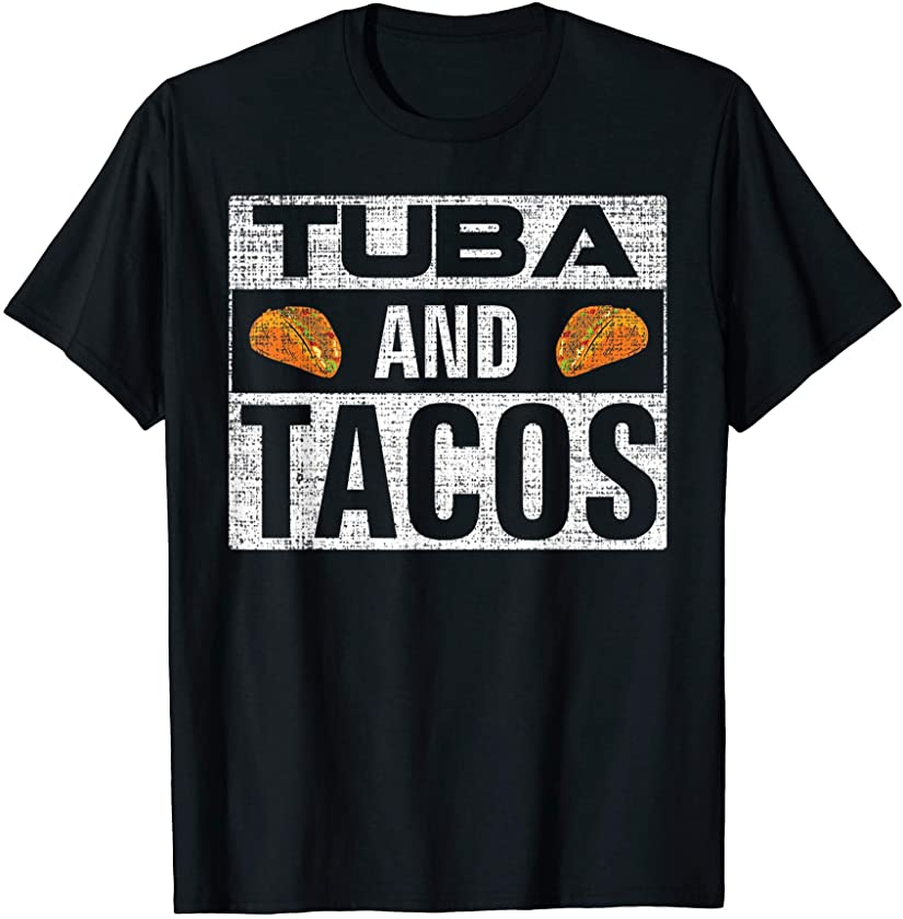 Vintage Tuba and Tacos Funny Music Orchestra Player Gift T-Shirt