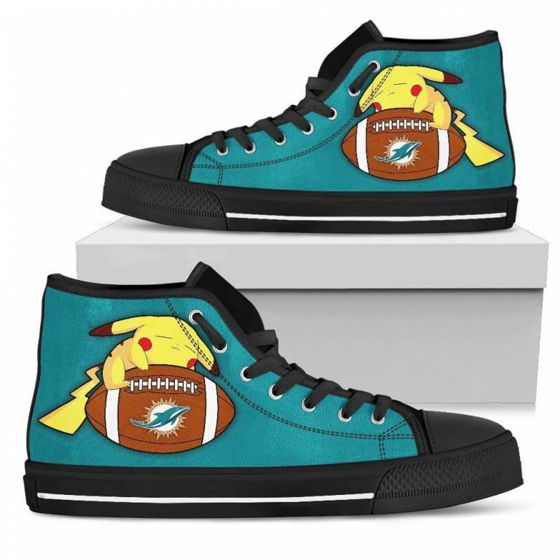 Pikachu Laying On Ball Miami Dolphins High Top Shoes #756