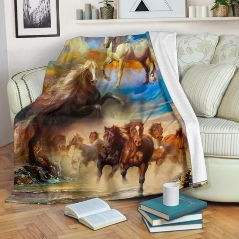 Wild Animal Spirit With Horse Themed Design   Fleece Sherpa Blanket