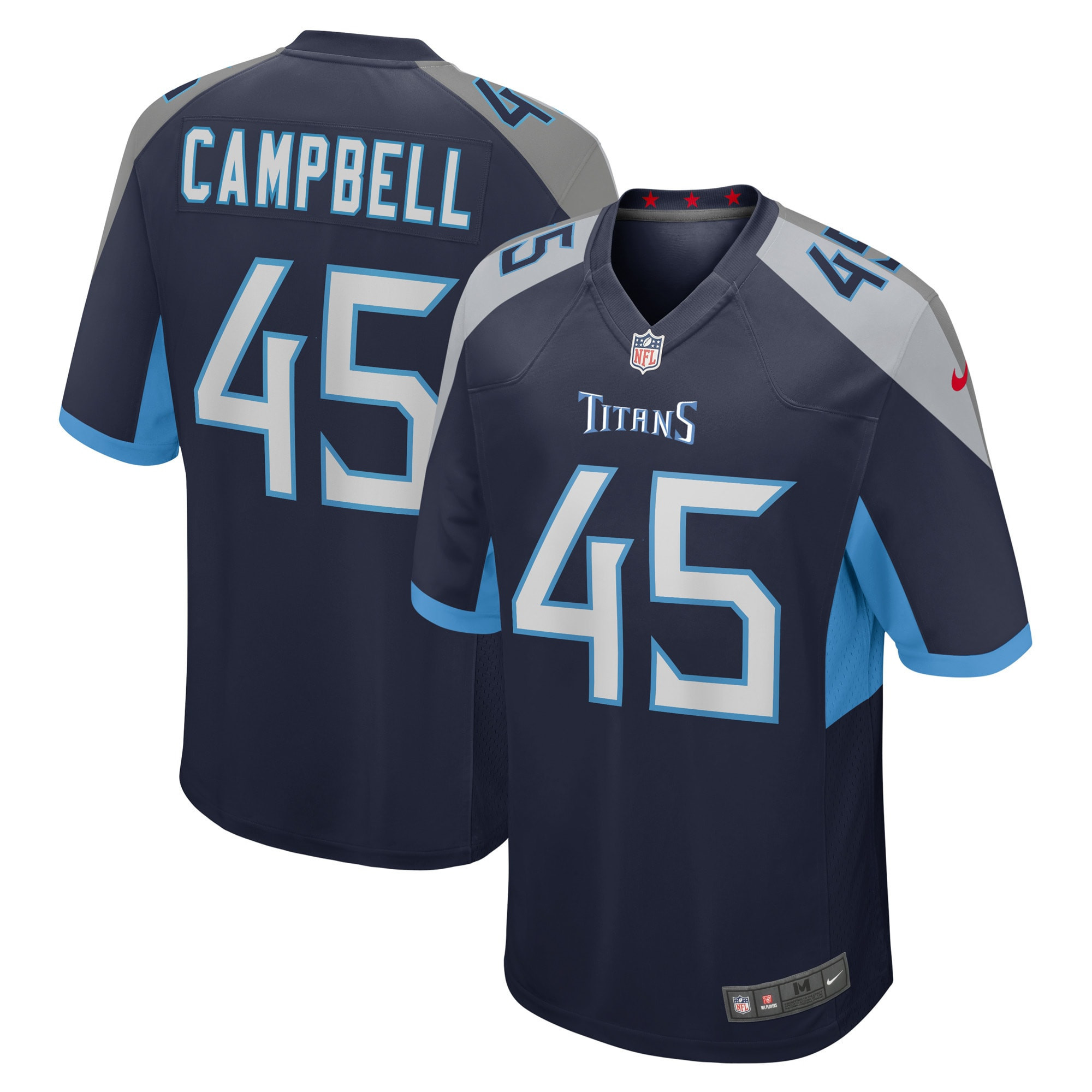 Chance Campbell Tennessee Titans Player Game Jersey – Navy NFL