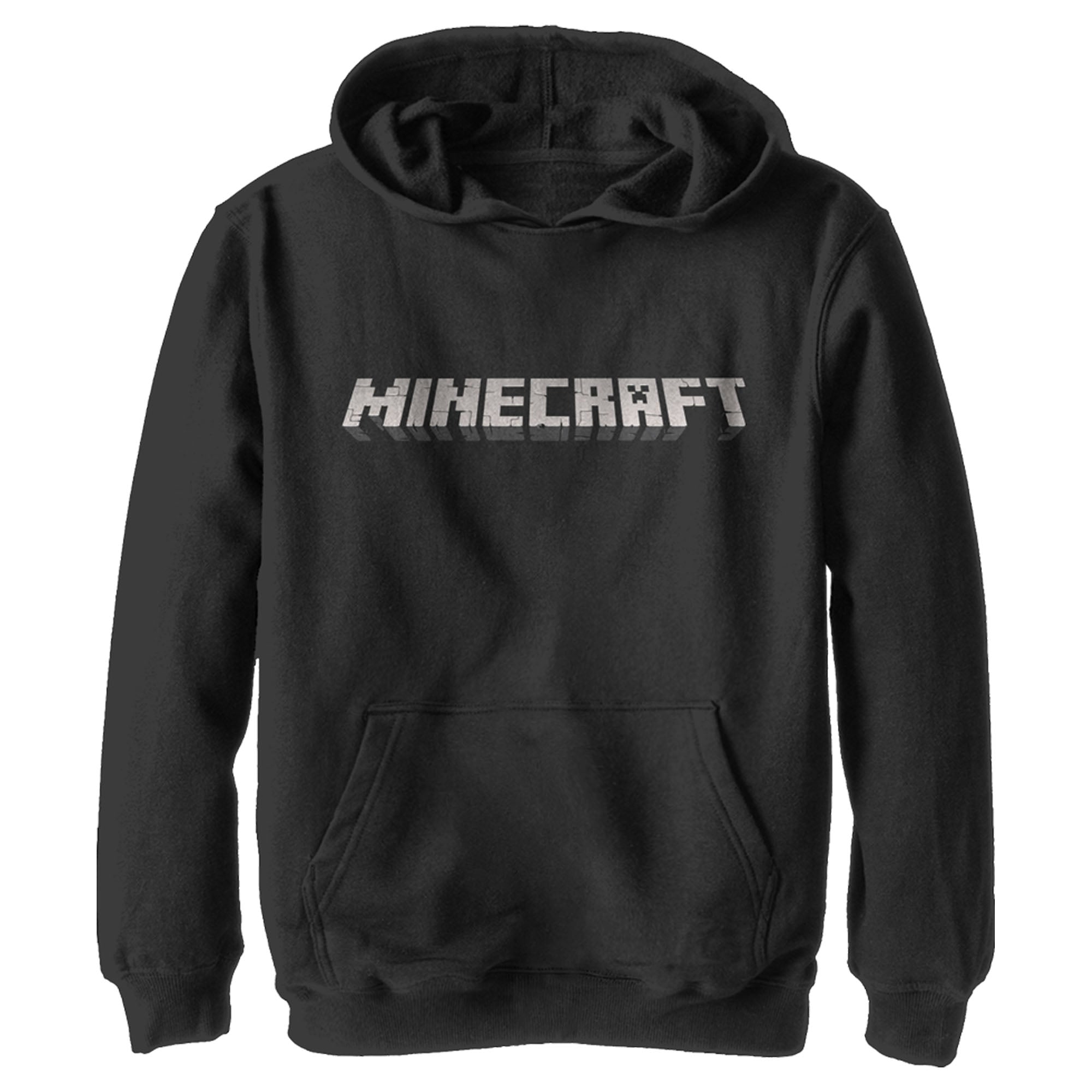 Minecraft Boy’S Classic Logo Black  Pull Over Hoodie