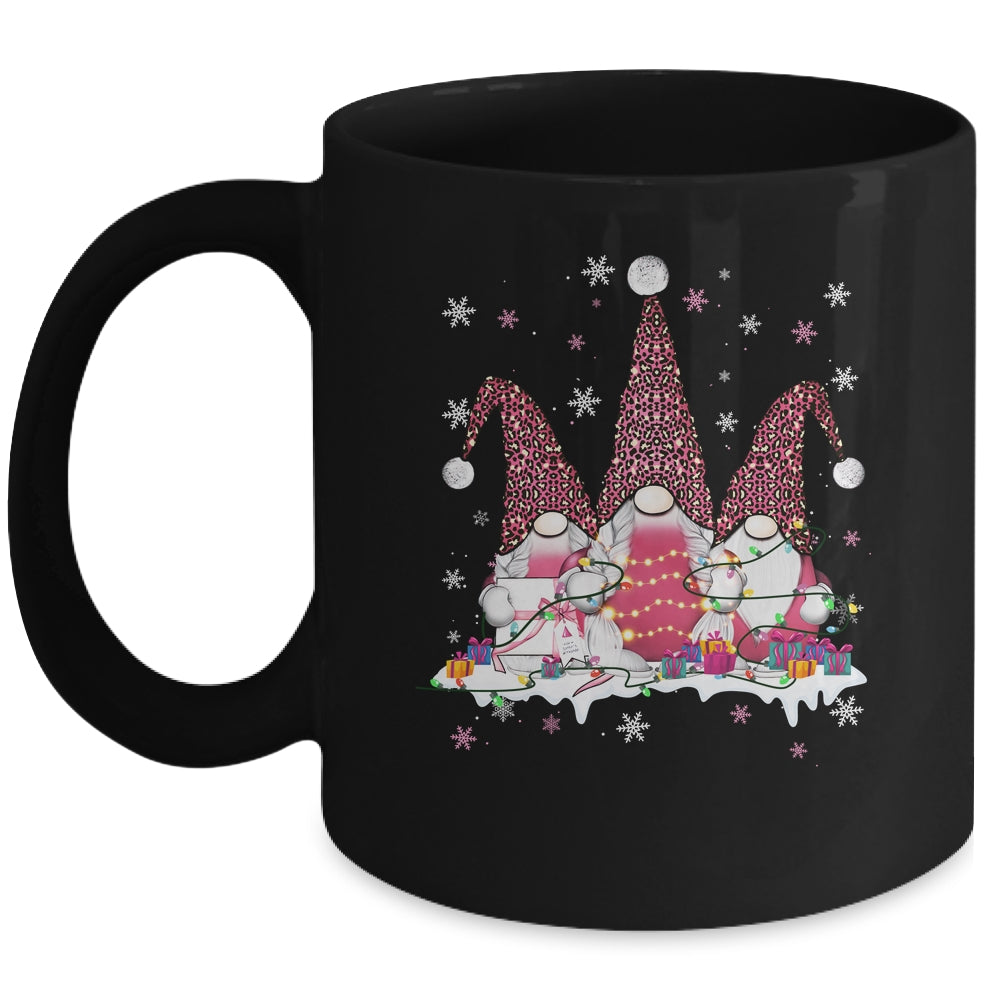 Pink Leopard Print Gnomes Xmas Funny Christmas Gnome Women Mug