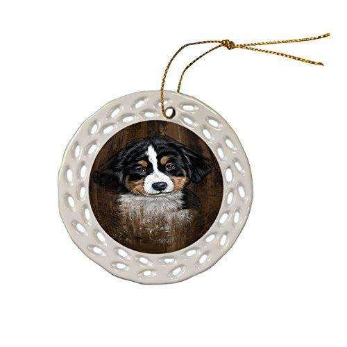 Rustic Bernese Mountain Puppy Ceramic Doily Ornament Dpor48202