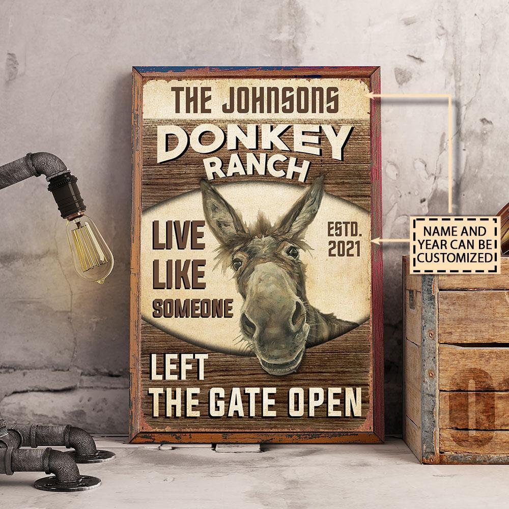 Aeticon Gifts Personalized Donkey Ranch Gate Open Canvas Mom Dad Gift Home Decor