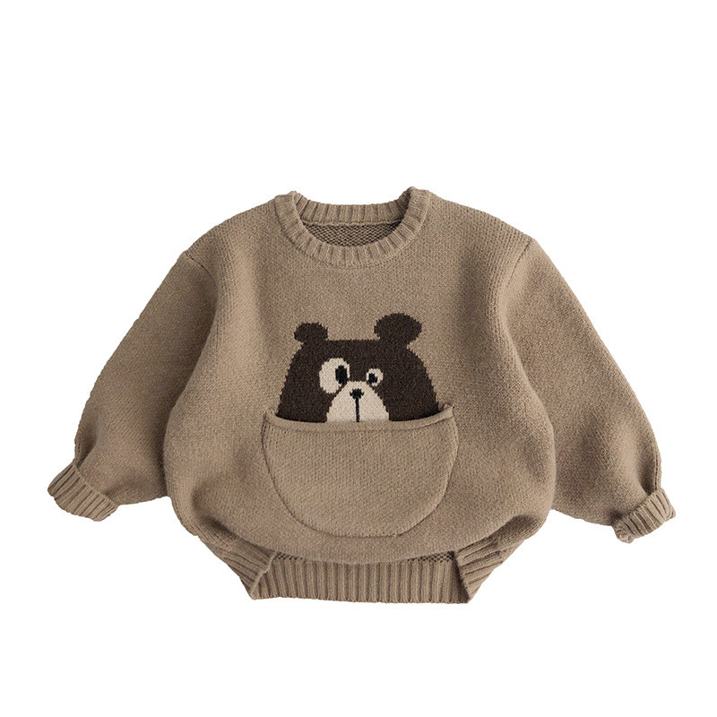 свитер Za Young Children Sweater Cute Cartoon Loose Winter Soft Knit Sweaters For Baby Girl Boy Kids Clothes Pullover suéter alx