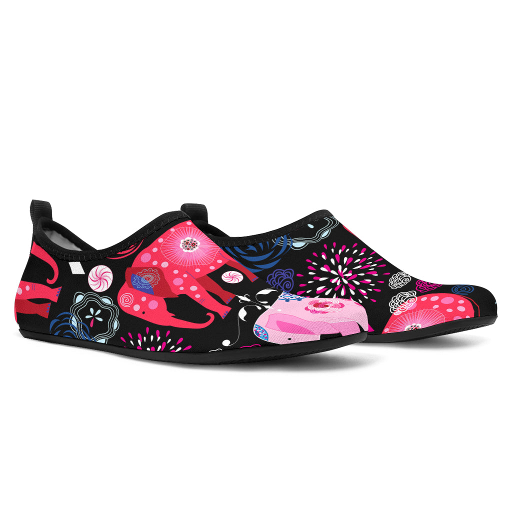 Pink Elephant Pattern Aqua Water Shoes