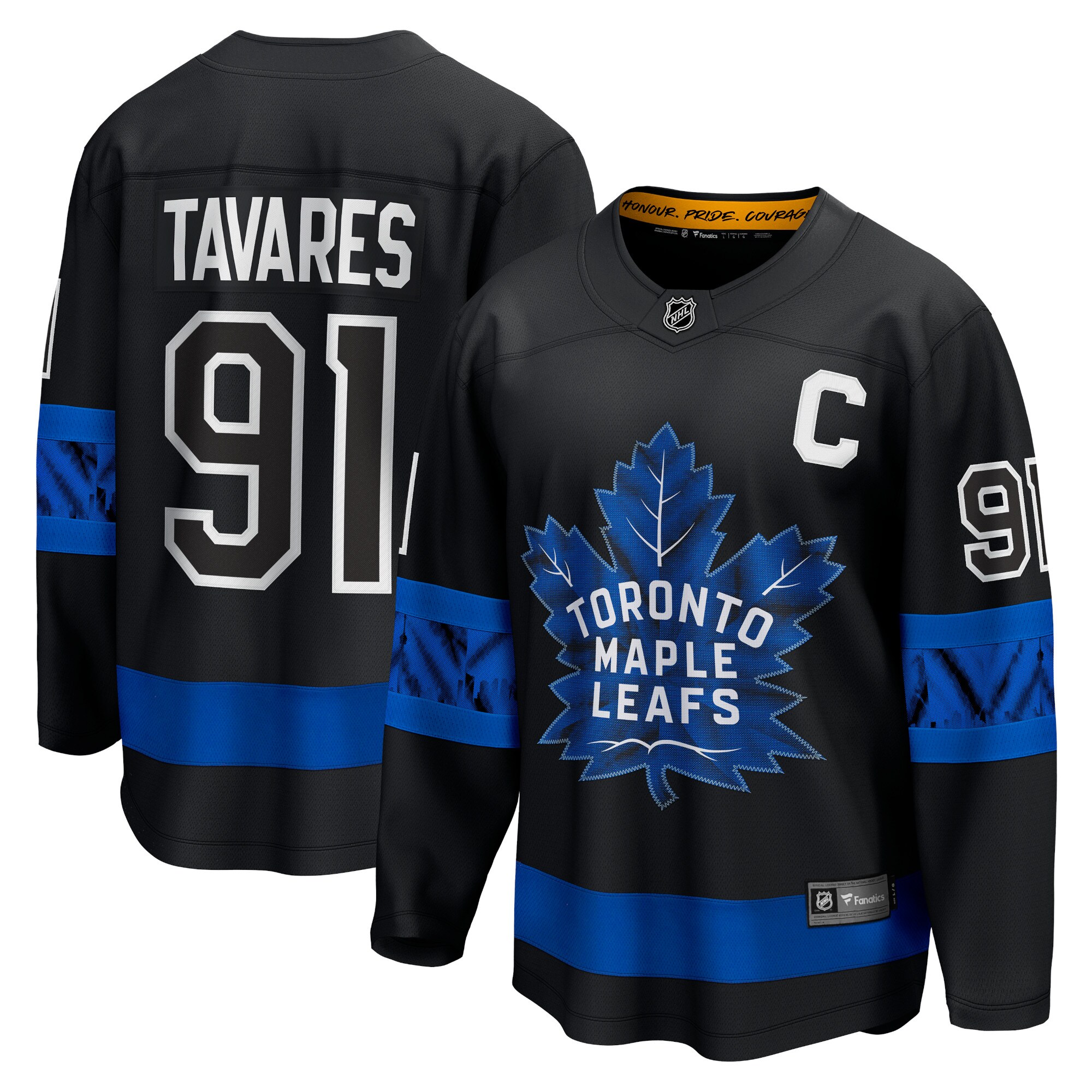 Men's Toronto Maple Leafs John Tavares Black Alternate Premier Breakaway Reversible Player Jersey