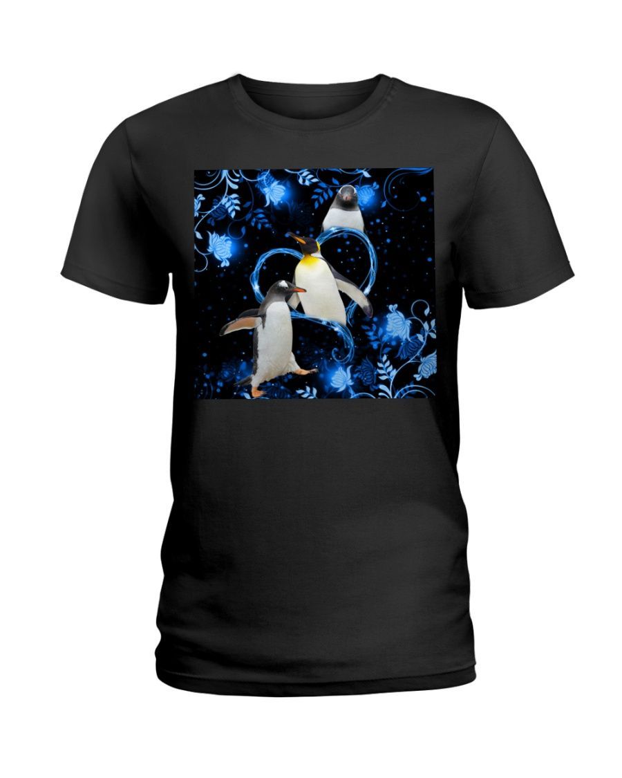 Penguin Twinkling blue heart Black T-Shirt