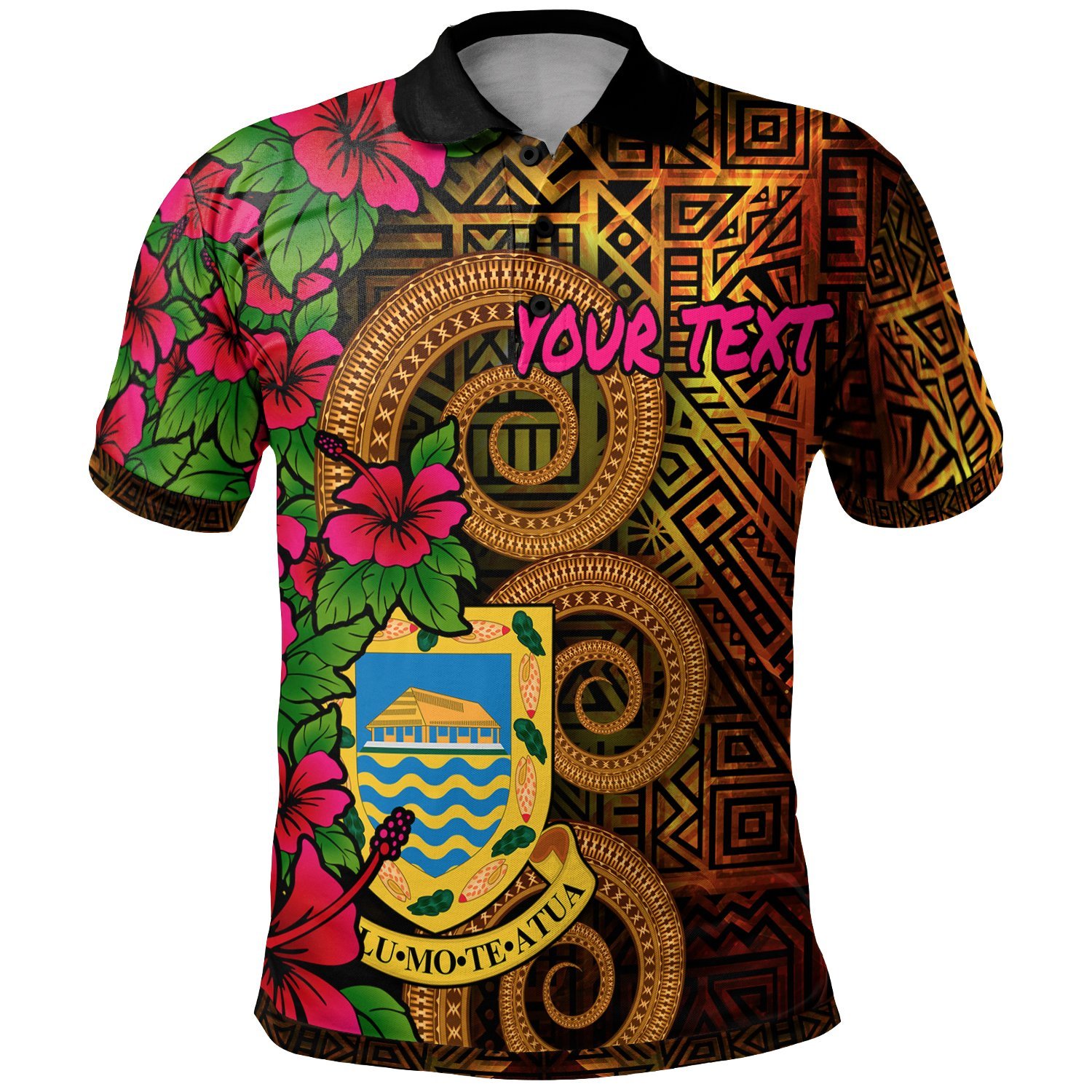 Tuvalu Polynesian Custom Personalised Polo Shirt – Hibiscus Vintage – BN12