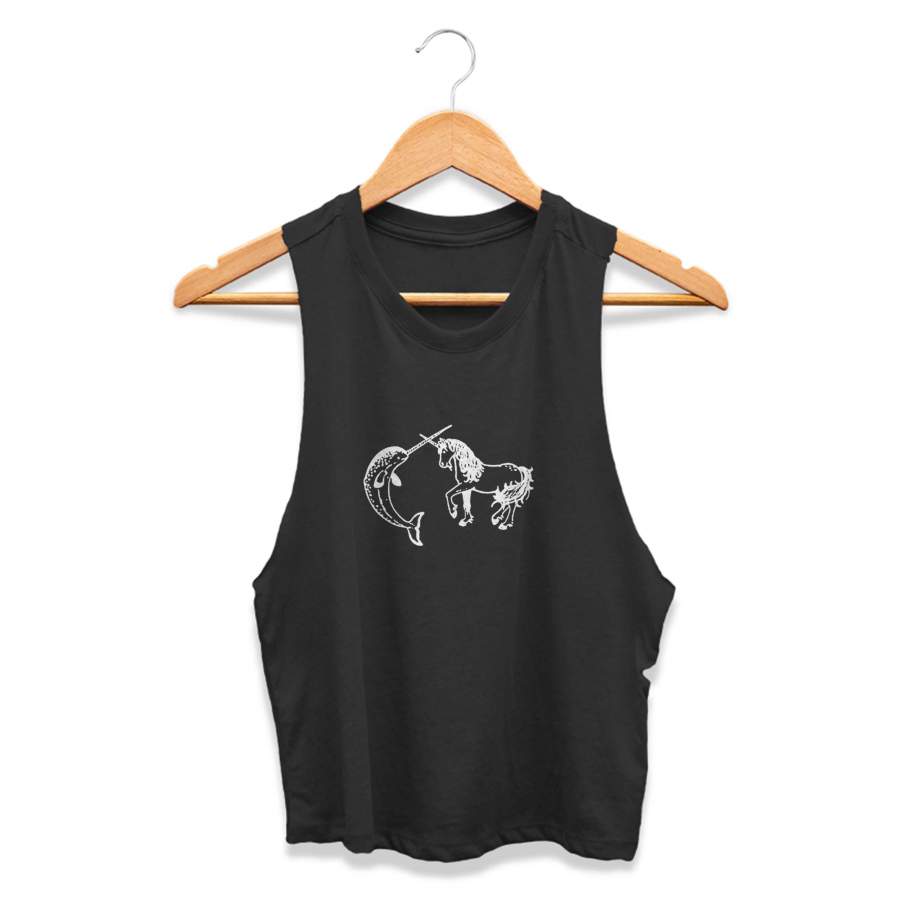 Narwhal Unicorn Animal Fantasy Whale CPY Womans Crop Tanktop Tee