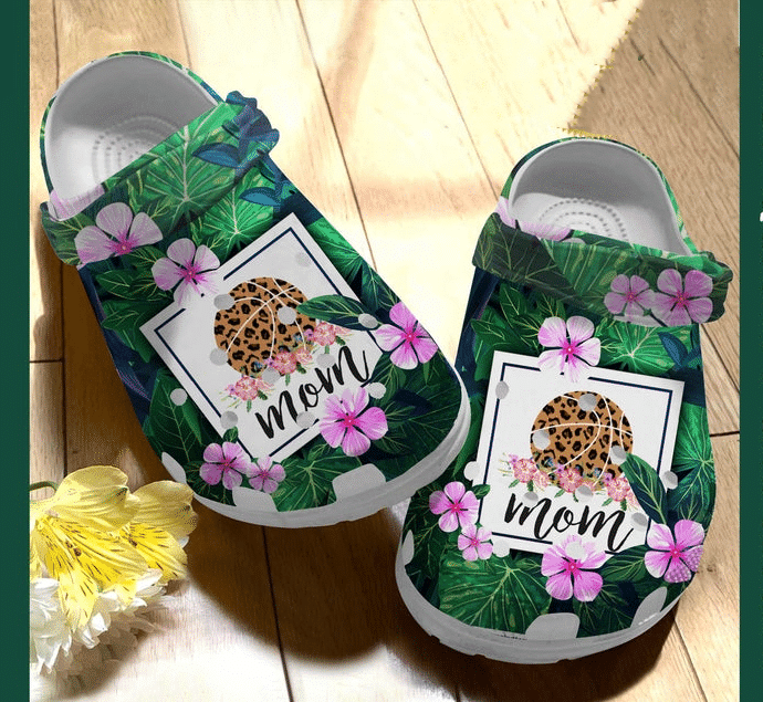 Tropical Mom Basketball Pattern Rubber clog Shoes Comfy Footwear