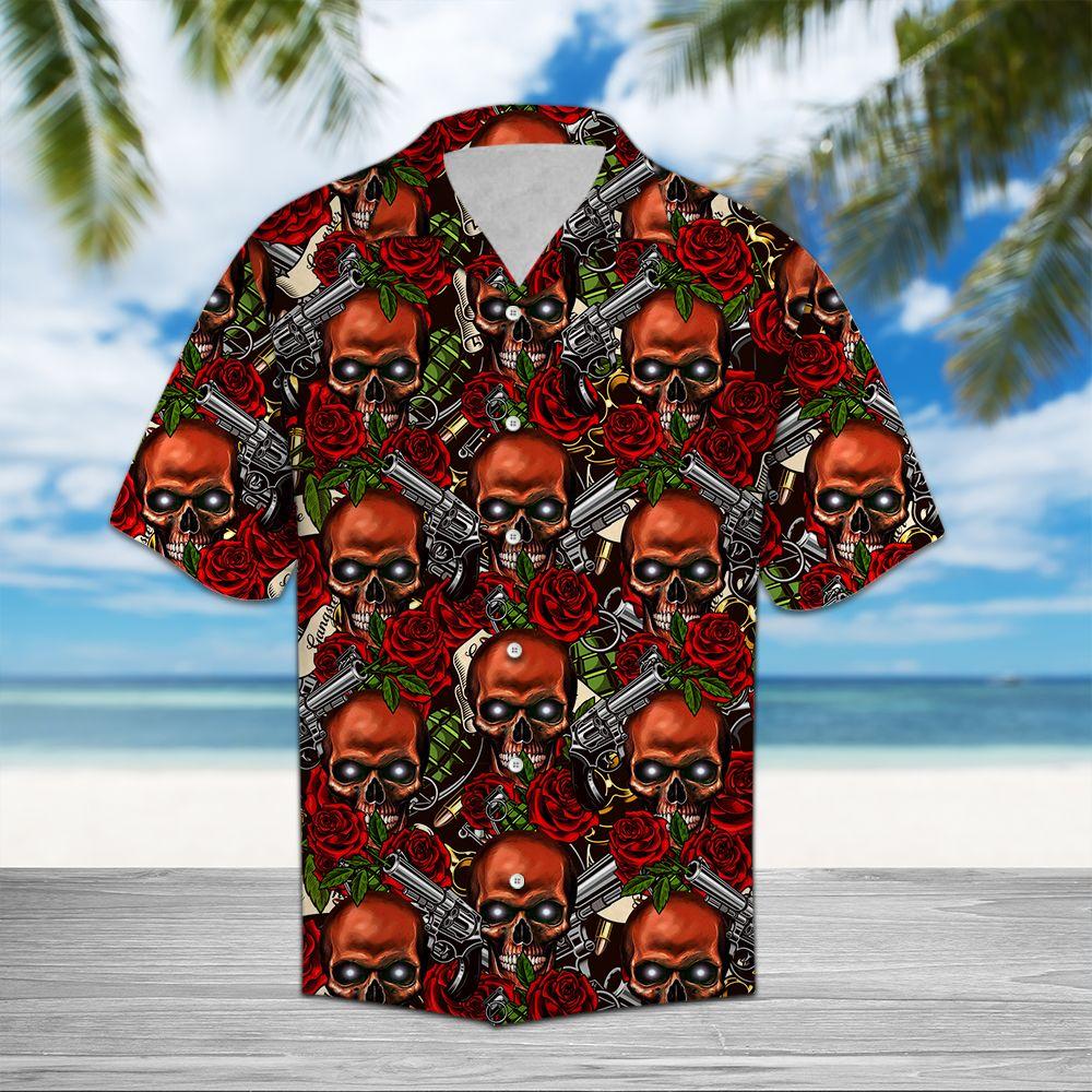 Skull Rose Hawaii Shirt For Hawaii Aloha Ha12264