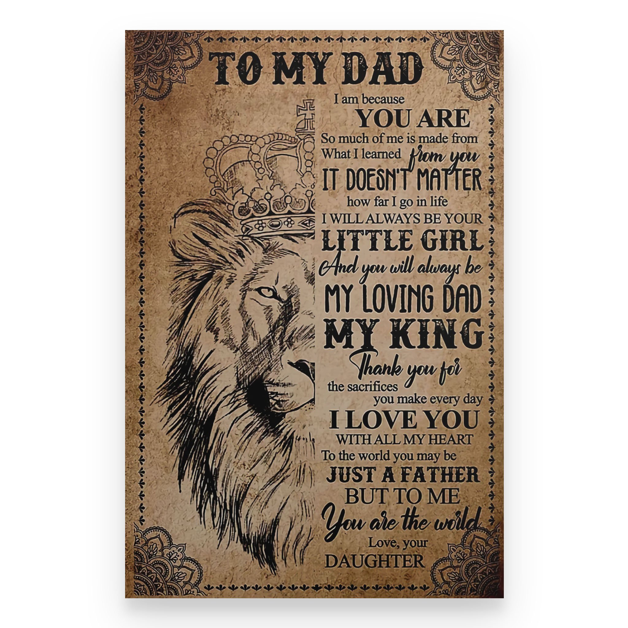 My Loving Dad My King Poster For Dad Ntth