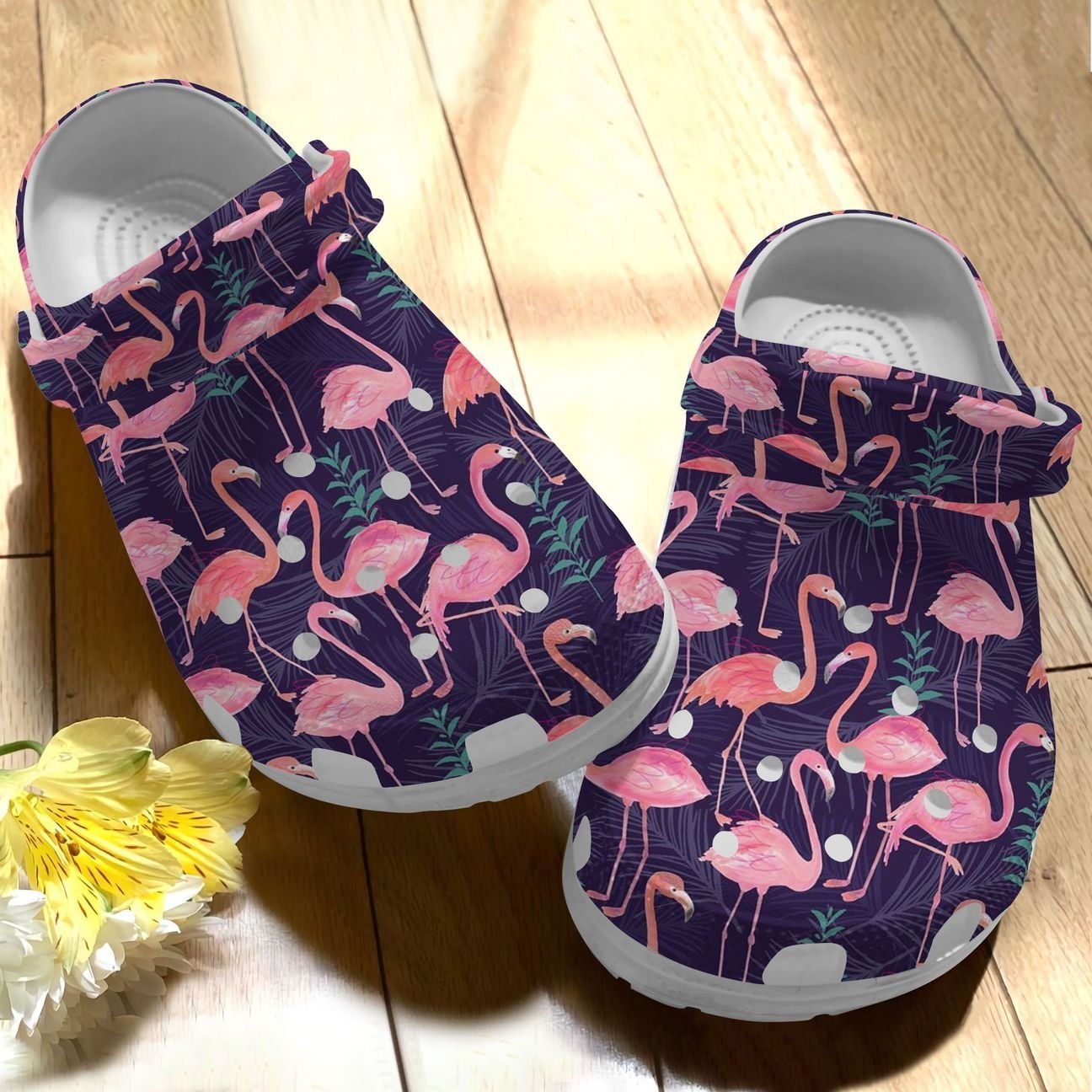 Flamingo Personalize Clog, Custom Name, Text, Fashion Style For Women, Men, Kid, Print 3D Whitesole Pattern 234