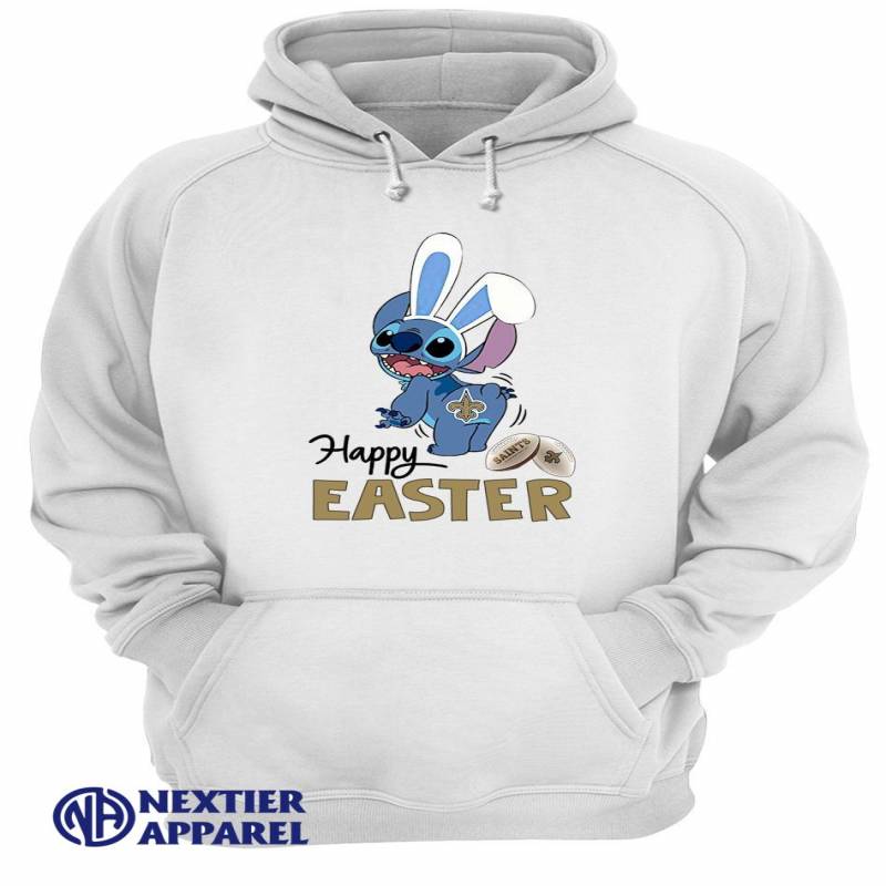 Stitch New Orleans Saints Happy Easter Shirt Unisex Hoodie