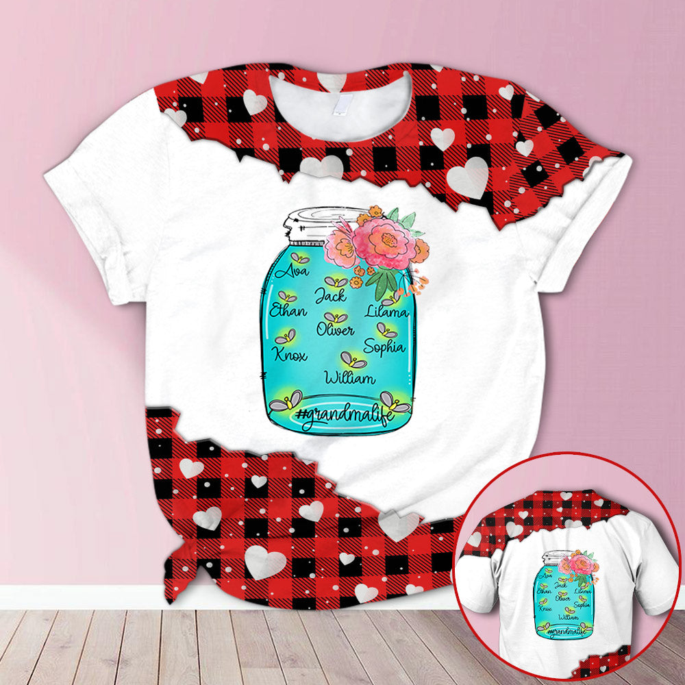 Personalized Grandmalife Firefly Jar Red Plaid All Over Print Shirts, 3D Hoodie, Sweatshirt, Shirt And Polo For Grandma Hn98 Do99