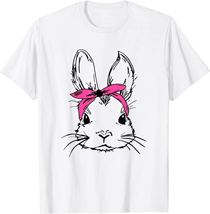 Easter Bunny Cute Rabbit Messy Bun Girls Kids T-Shirt