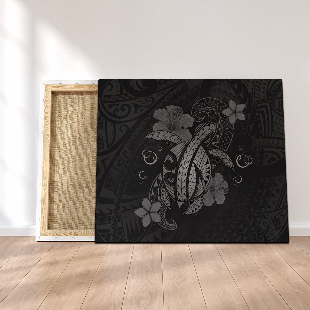 Hawaii Turtle Flower Polynesian Canvas – Gray – AH – J4C