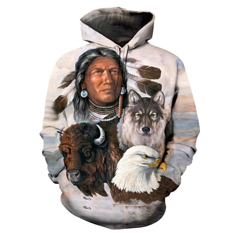 The Chief And Native Animals 3D Hoodies Shirt Sweater 2022 Gifts – Hn3D16