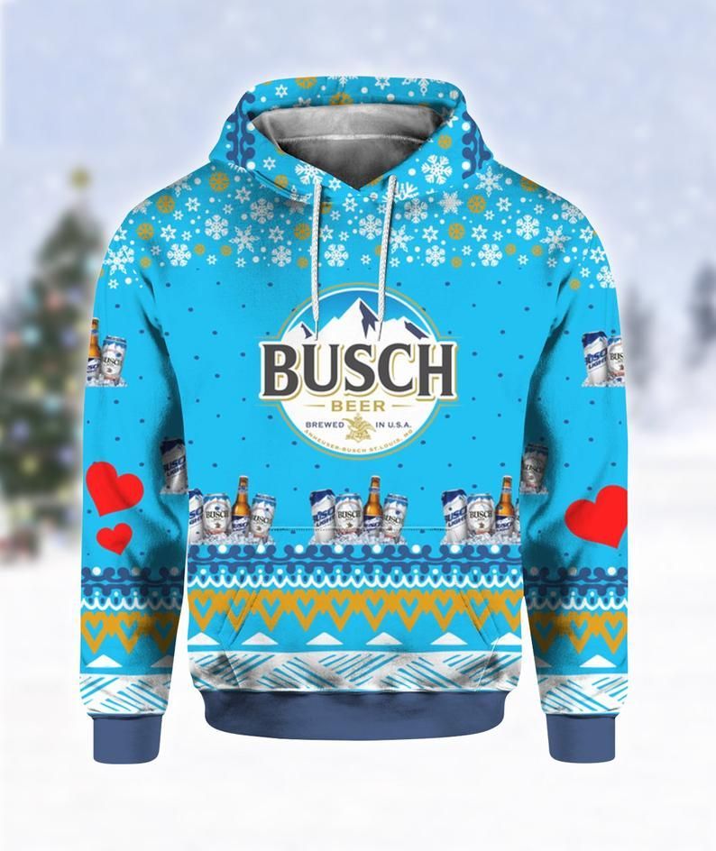 Busch Beer 3D Print Ugly Christmas Hoodie 3D Jacket 3D Pullover Zip Hoodie Dqh1130