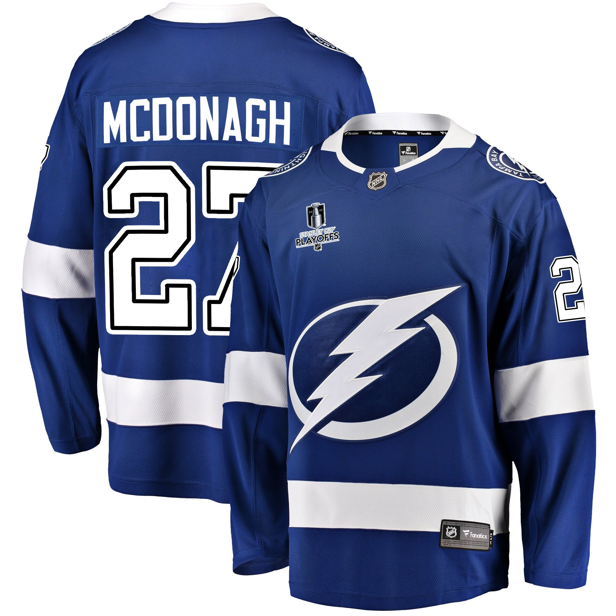 Tampa Bay Lightning Ryan McDonagh 27 Home 2022 Stanley Cup Playoffs Breakaway Men Jersey – Blue