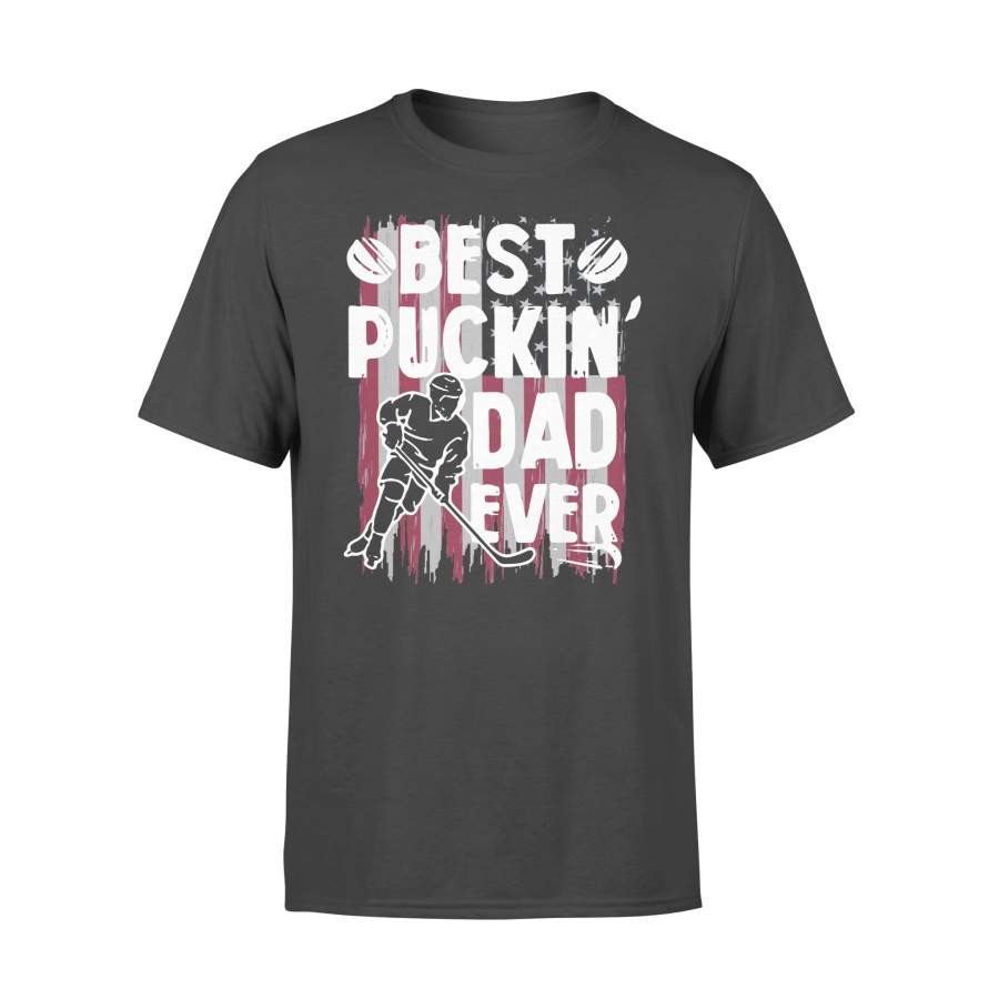 Best Puckin’ Dad Ever Hockey American Flag T-shirt