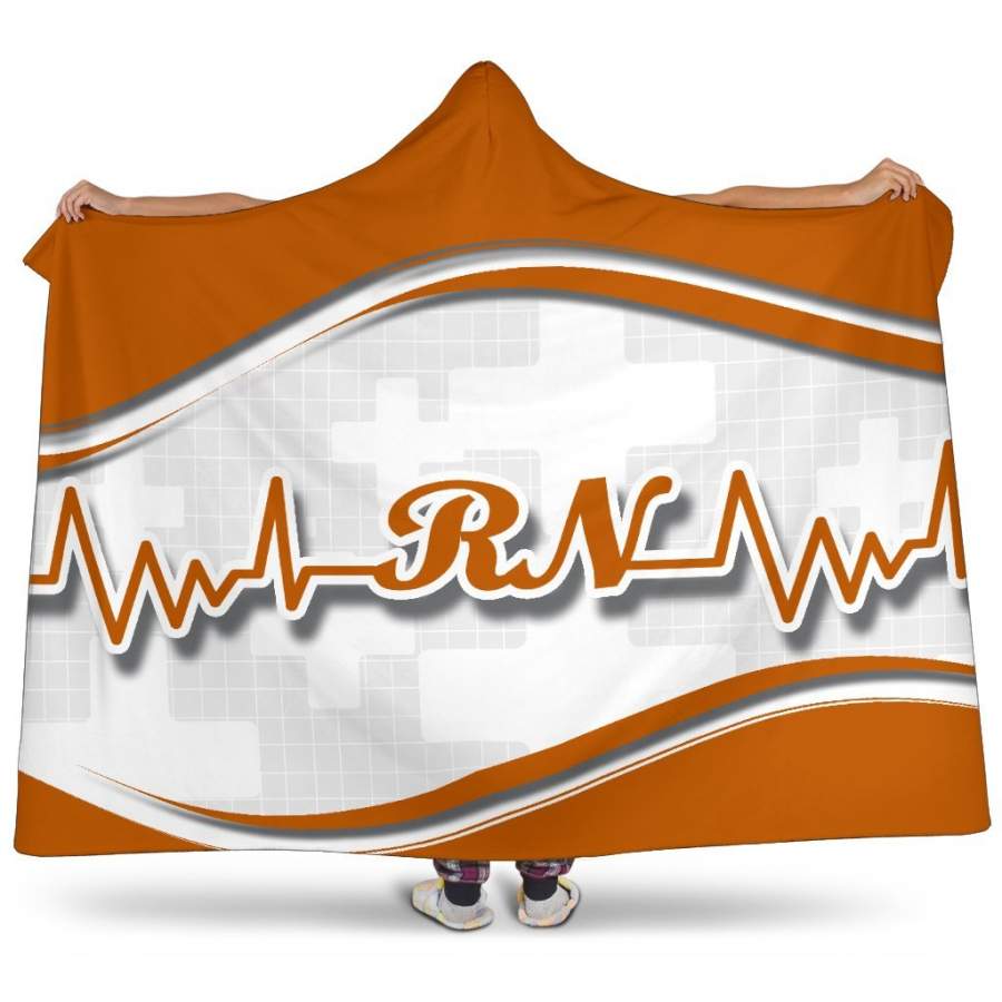 Nurse Heartbeat RN Texas Longhorns Hoodie Blanket Snuggie Nursing