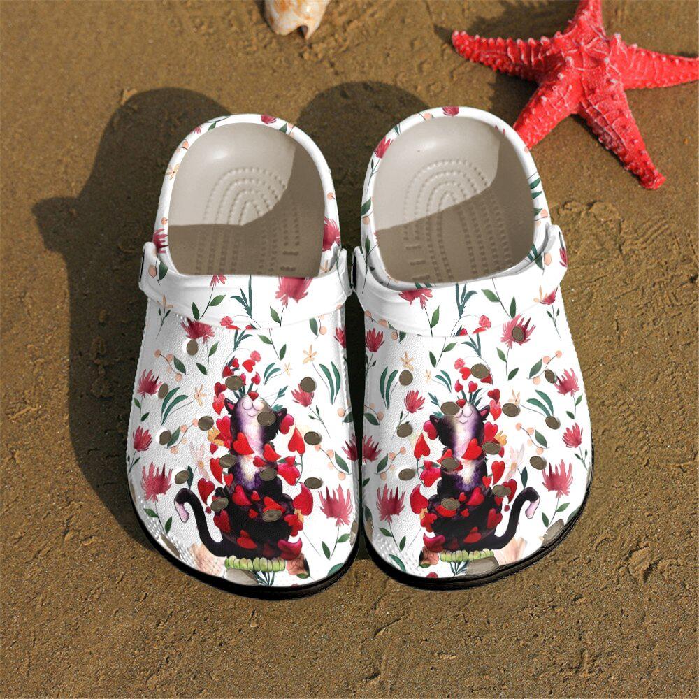 Cat Personalized Clog, Custom Name, Text, Color, Number Fashion Style For Women, Men, Kid, Print 3D Cat Flower