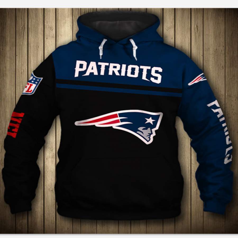 New England Patriots 3D Printed Hooded Pocket Pullover Hoodie