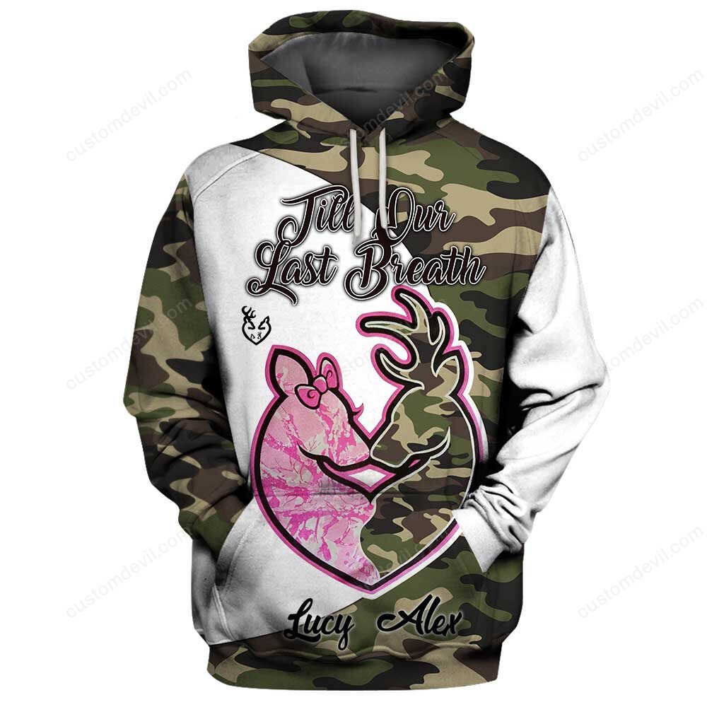 Personalized Till Our Last Breath Couple Deer Hoodies 3D Full Printing Nvl