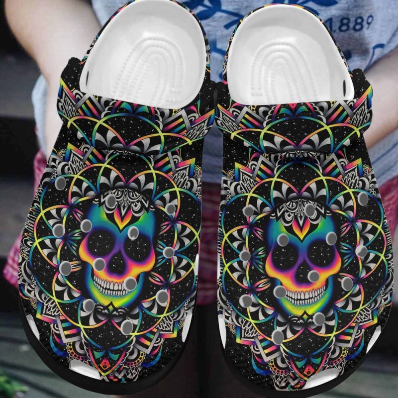 Colorfull Skull Mandala Gift For Lover Rubber clog Shoes Comfy Footwear