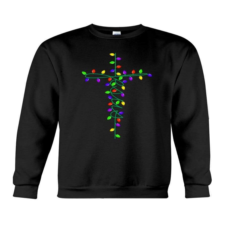 Jesus Cross Christmas Lights Hoodie Sweatshirt #HL