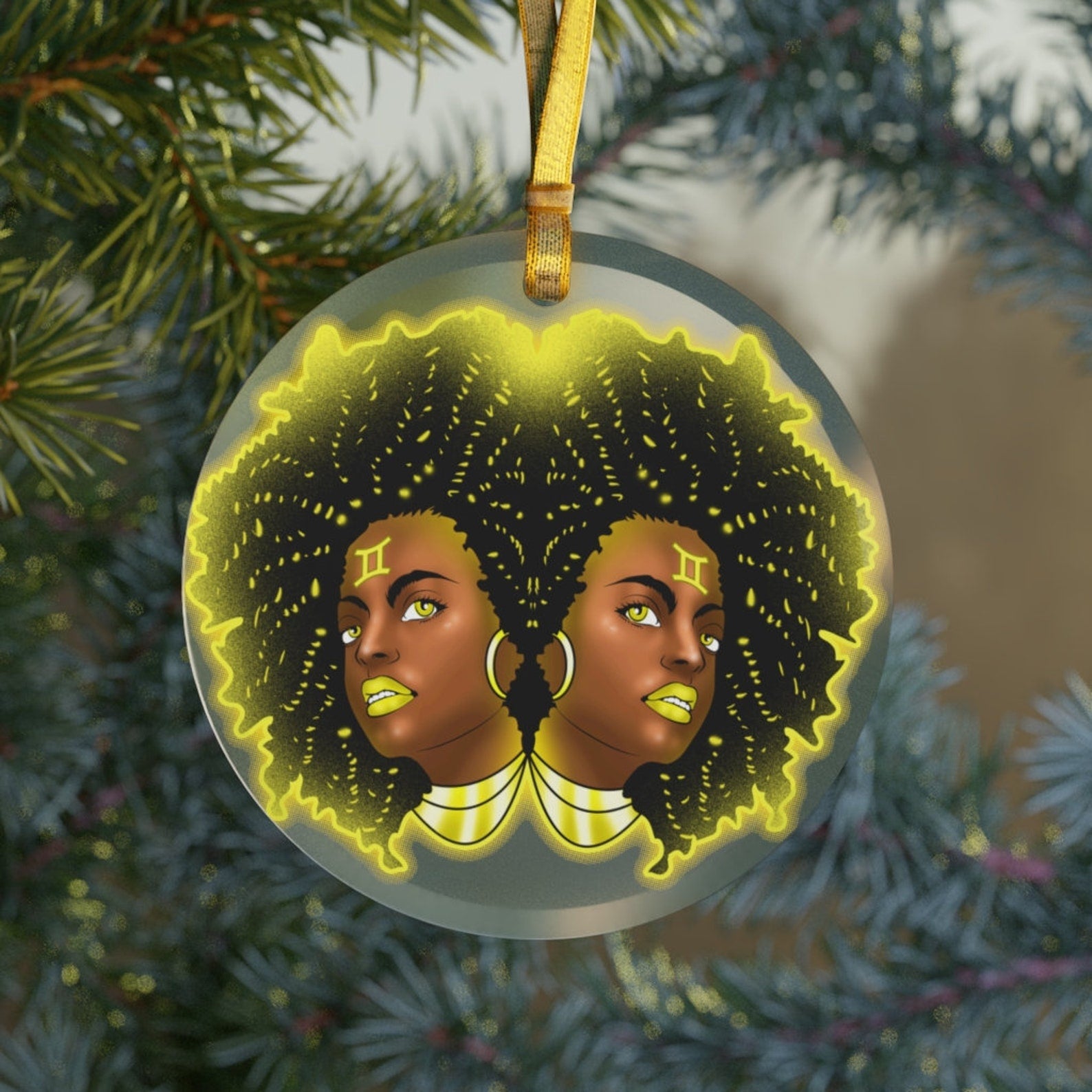 Gemini Zodiac Black Girl Magic Gemini Giftsblack Girl Astrologyblack Queen Christmas Ornament