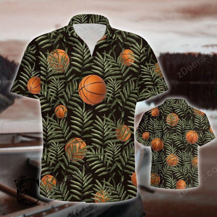 Basketball Leaf Pattern Black Unisex Hawaii Shirt For Men And Women Ha40964