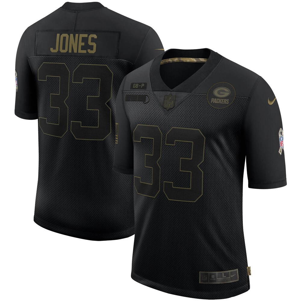 Aaron Jones Green Bay Packers 2020 Salute To Service Limited Jersey – Black