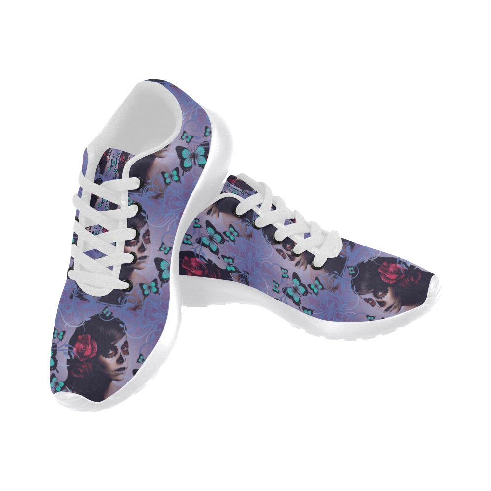 Sugar Skull Candy White Sneakers for Women