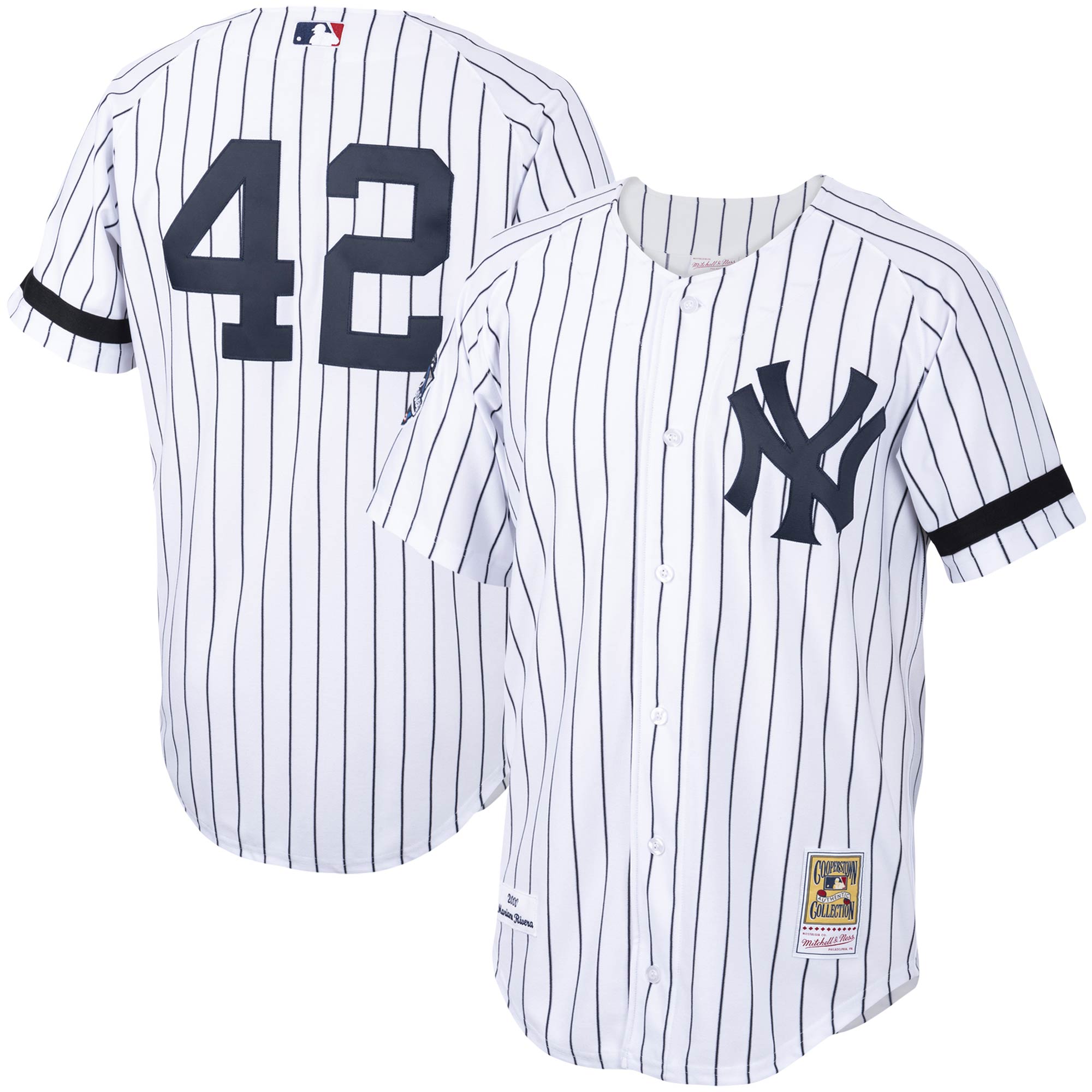 Mariano Rivera New York Yankees Mitchell & Ness Home 2000 Cooperstown Collection Authentic Jersey – White/Navy