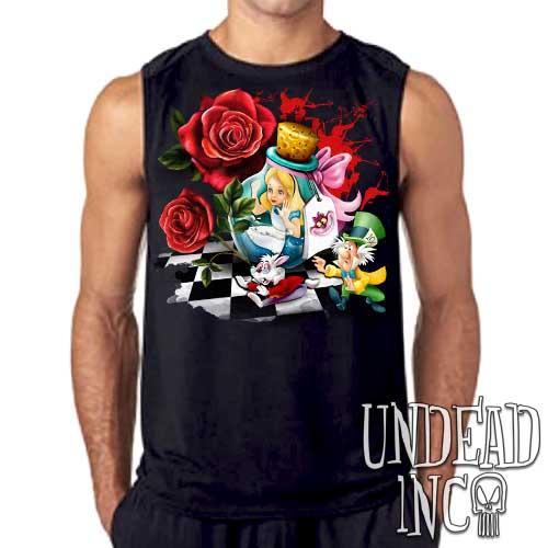 Alice In Wonderland Down The Rabbit Hole Cat Mens Sleeveless Shirt