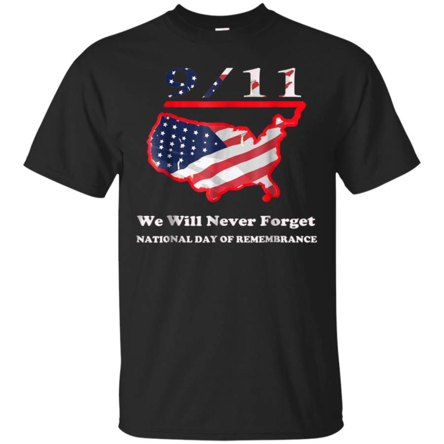 AGR 911 2001 Memorial Never Forget USA Flag Patriot Day TShirt