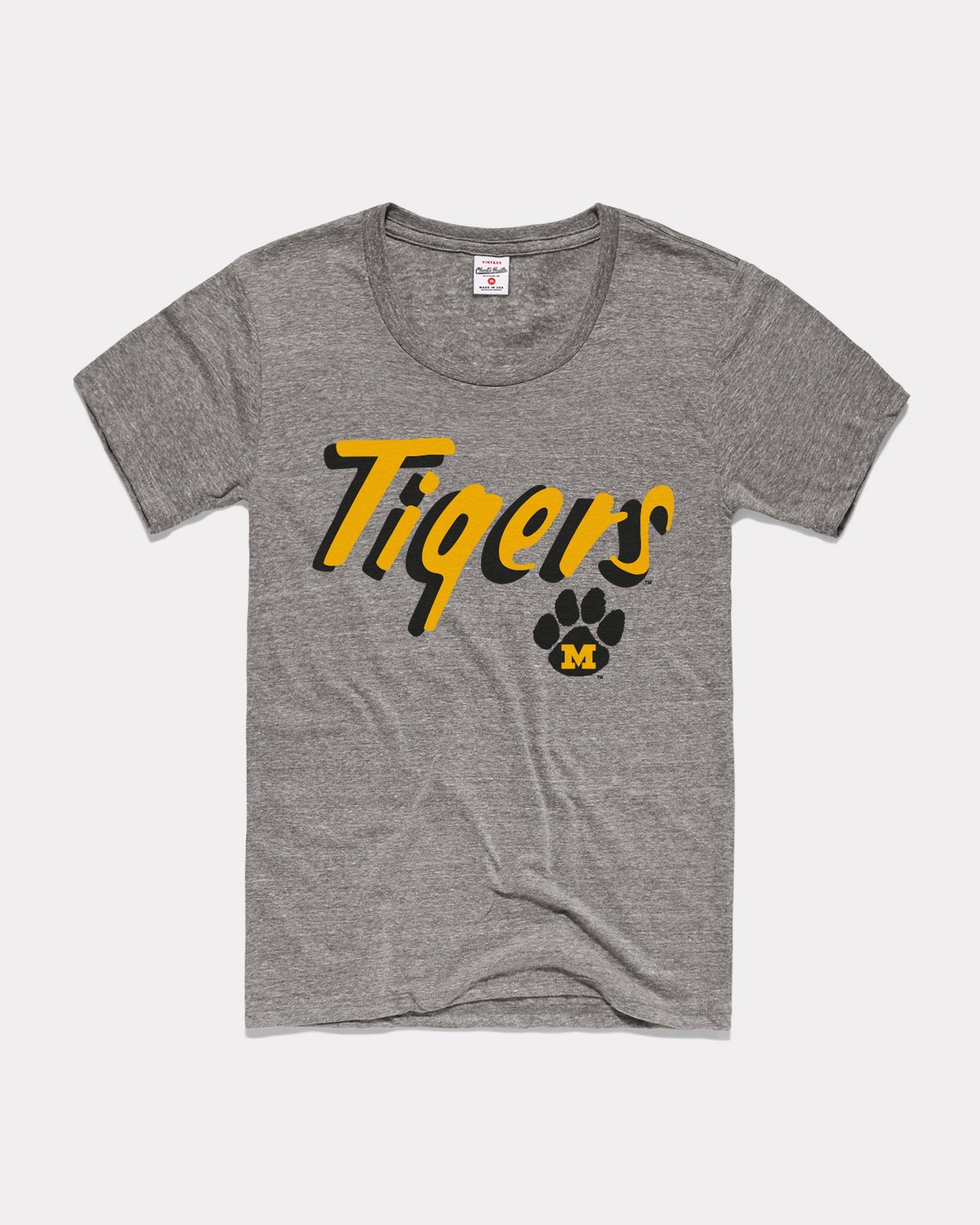 Women’S Mizzou Tigers Vintage Grey Script T-Shirt