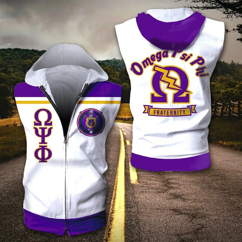 Fraternity Hoodie – Thunder Omega Psi Phi Zipper Sleeveless Hoodie