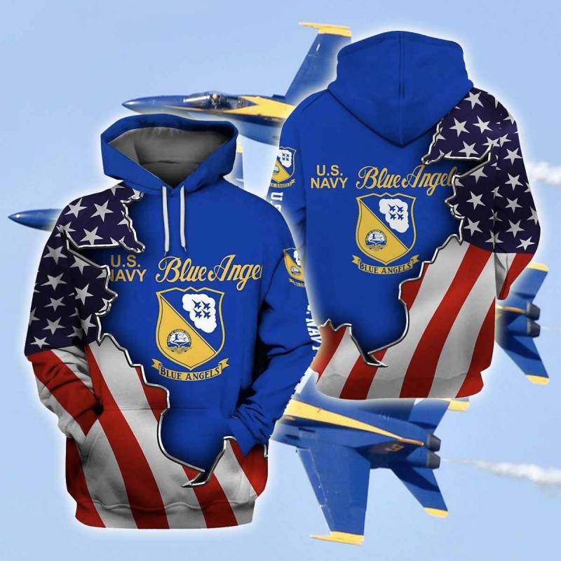 U.S Navy Blue Angels All Over Print Hoodies T-Shirt