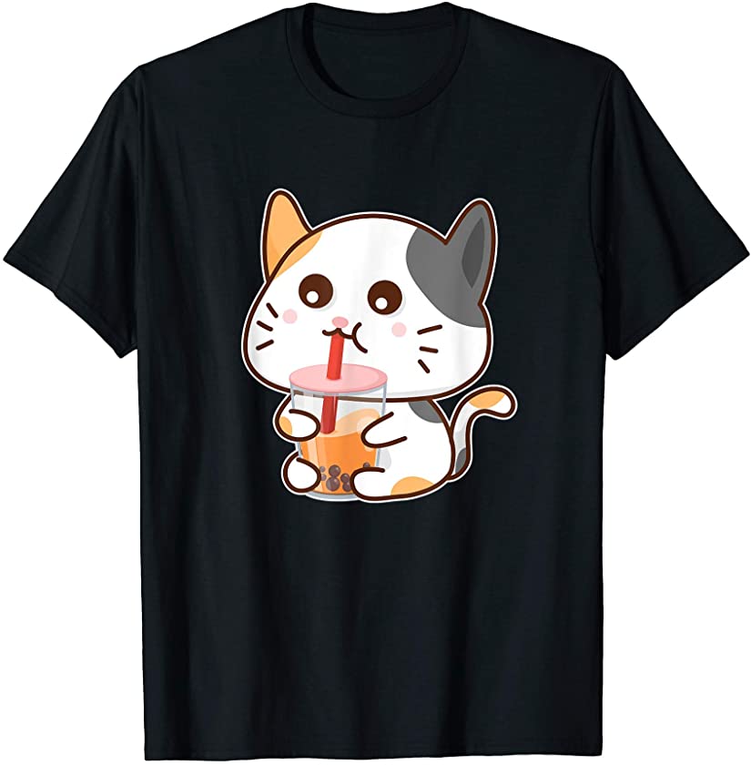 Boba Cat Cute Kitten Drinking Boba T-Shirt