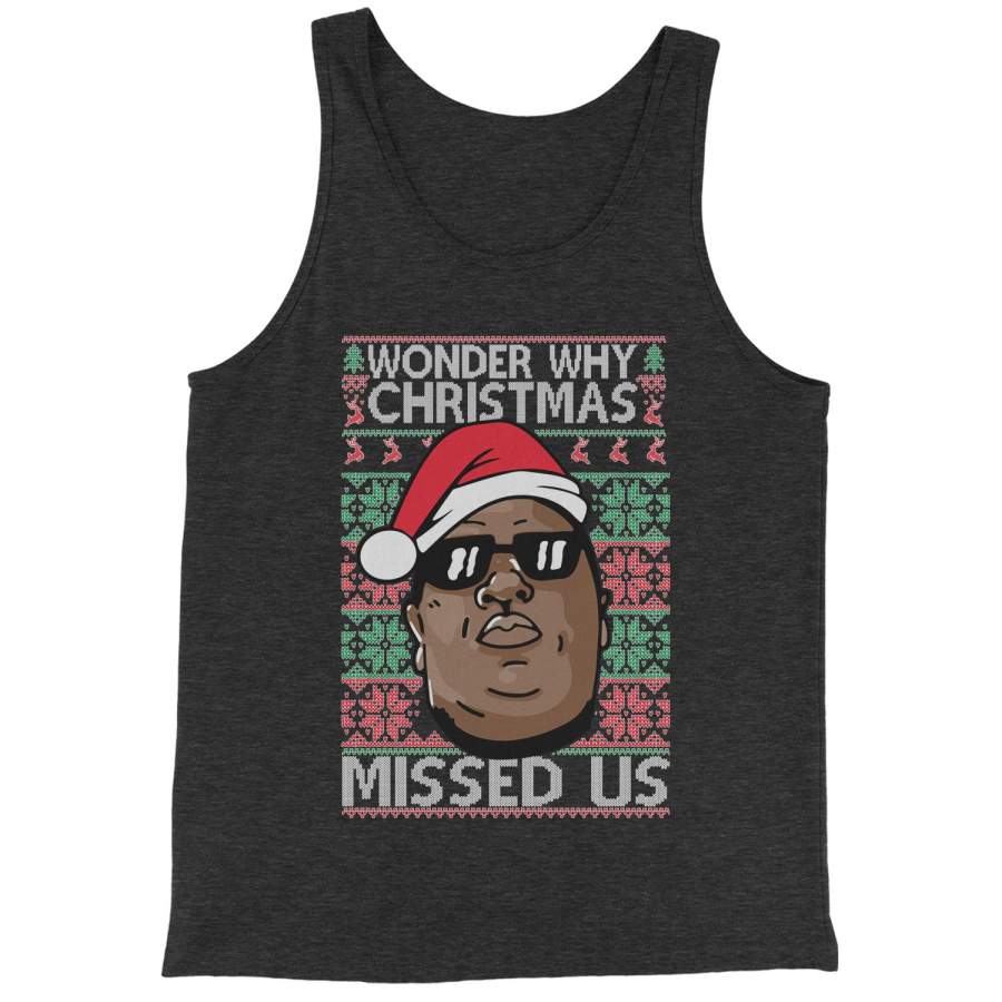 Wonder Why Christmas Missed Us Ugly Christmas Jersey Tank Top for Men