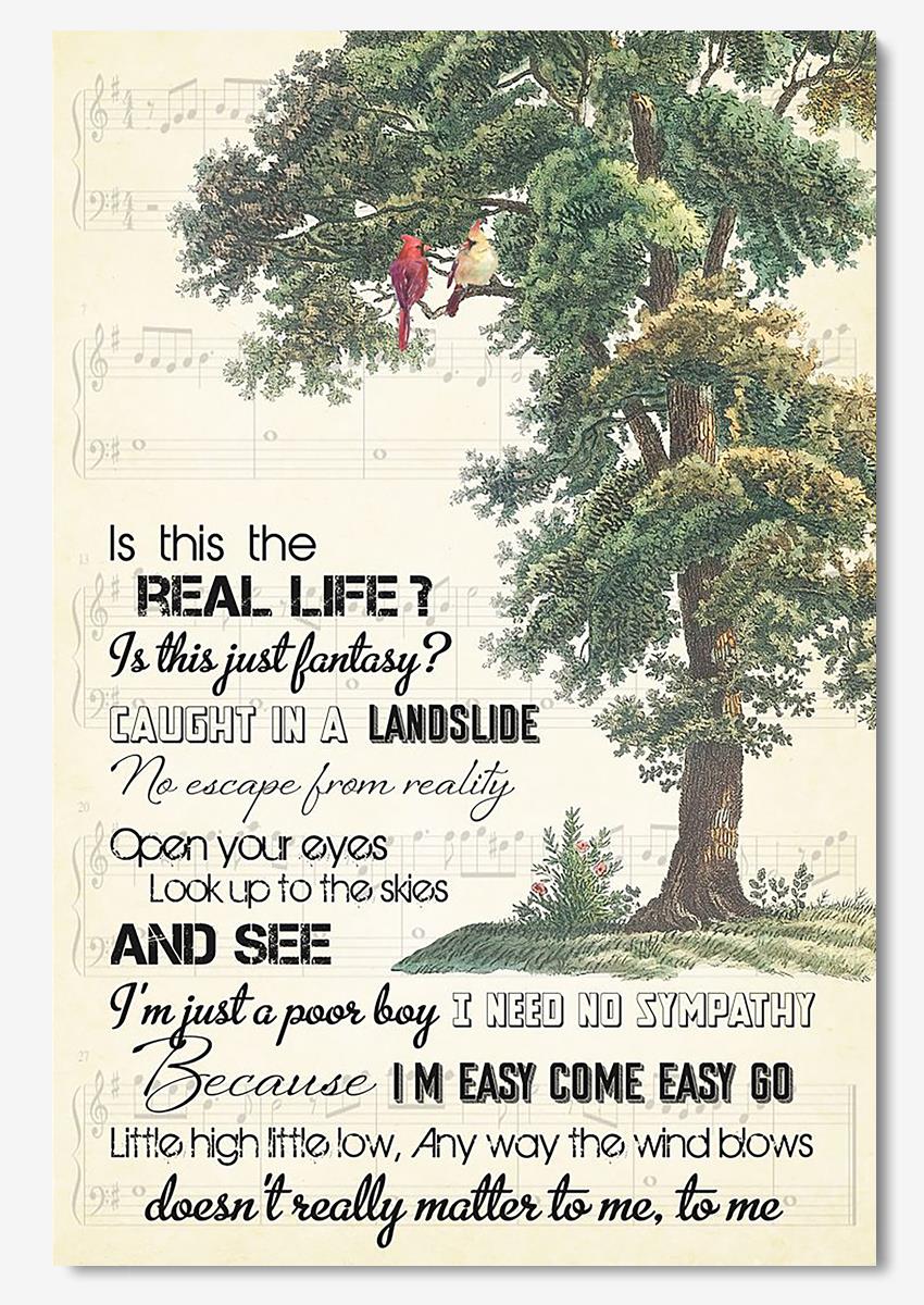 Bohemian Rhapsody Lyrics Vintage Tree Wall Art For Queen Fan Home Decor Poster