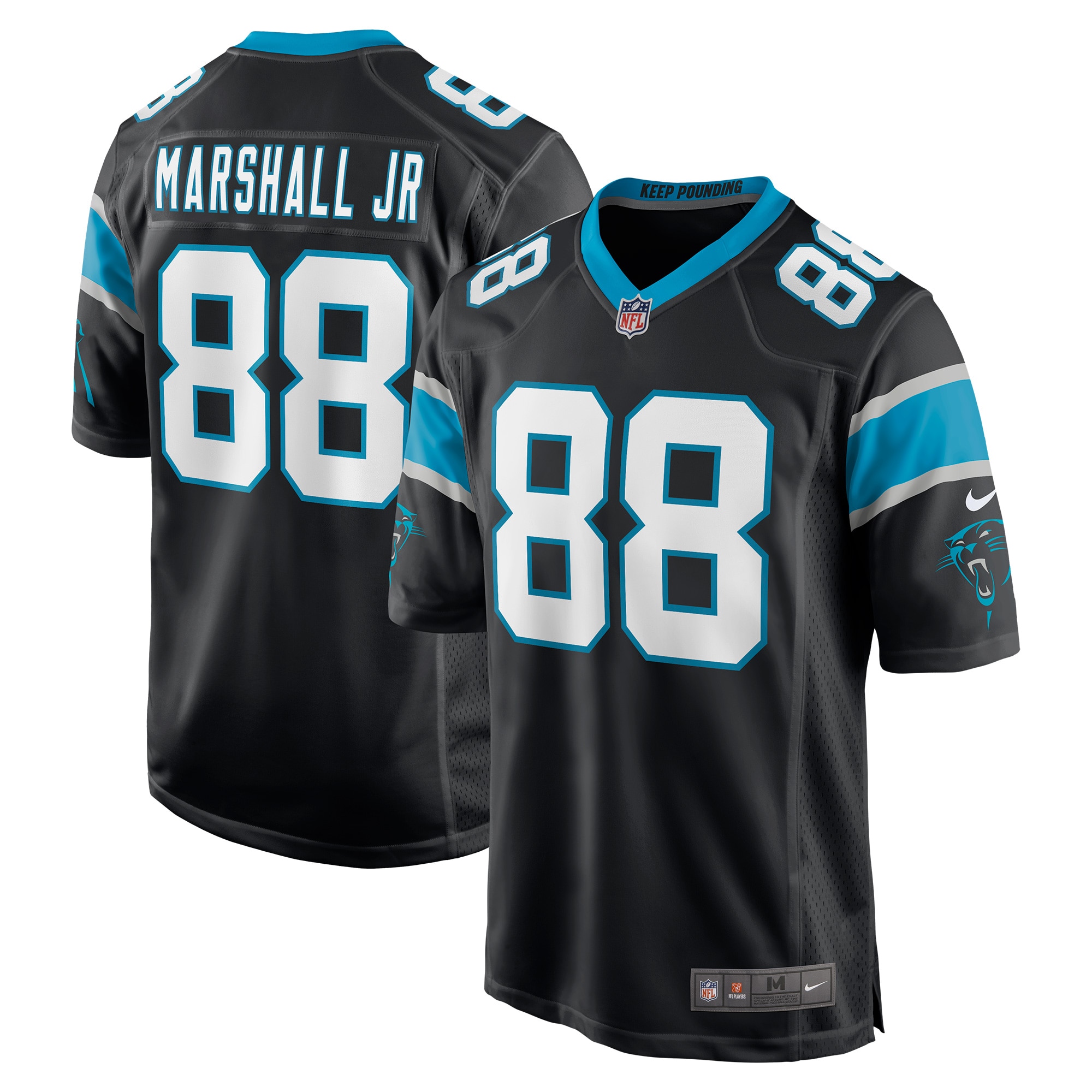 Men’s Carolina Panthers Terrace Marshall Jr. Black 2021 NFL Draft Pick Player Game Jersey