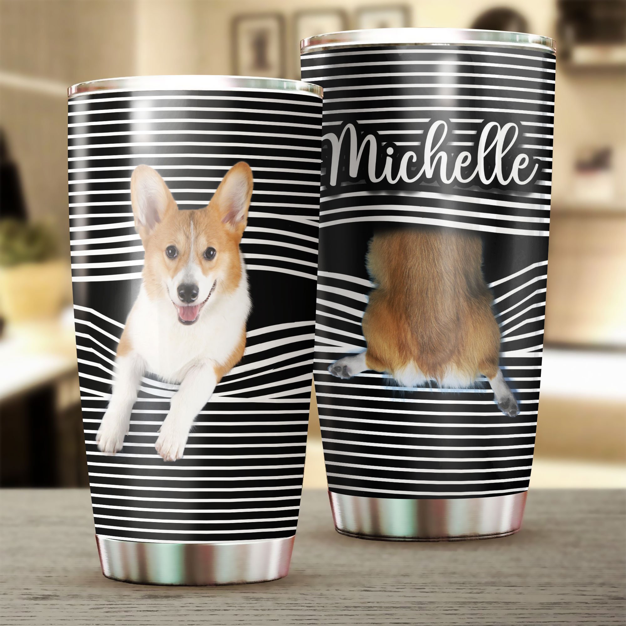 Custom Personalized name stainless steel tumbler drinkware family gift ideas for friend couple dog lovers – Pembroke Welsh Corgi Line TY0402215 – Personalizedwitch