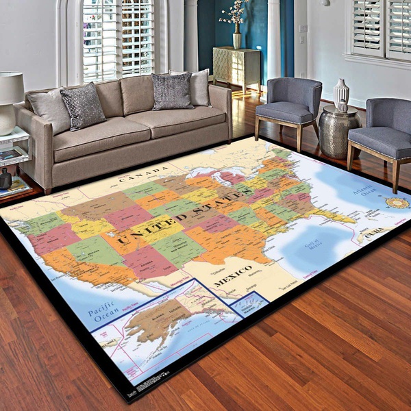 Map Usa Time Zones Rug, Living Room Carpet